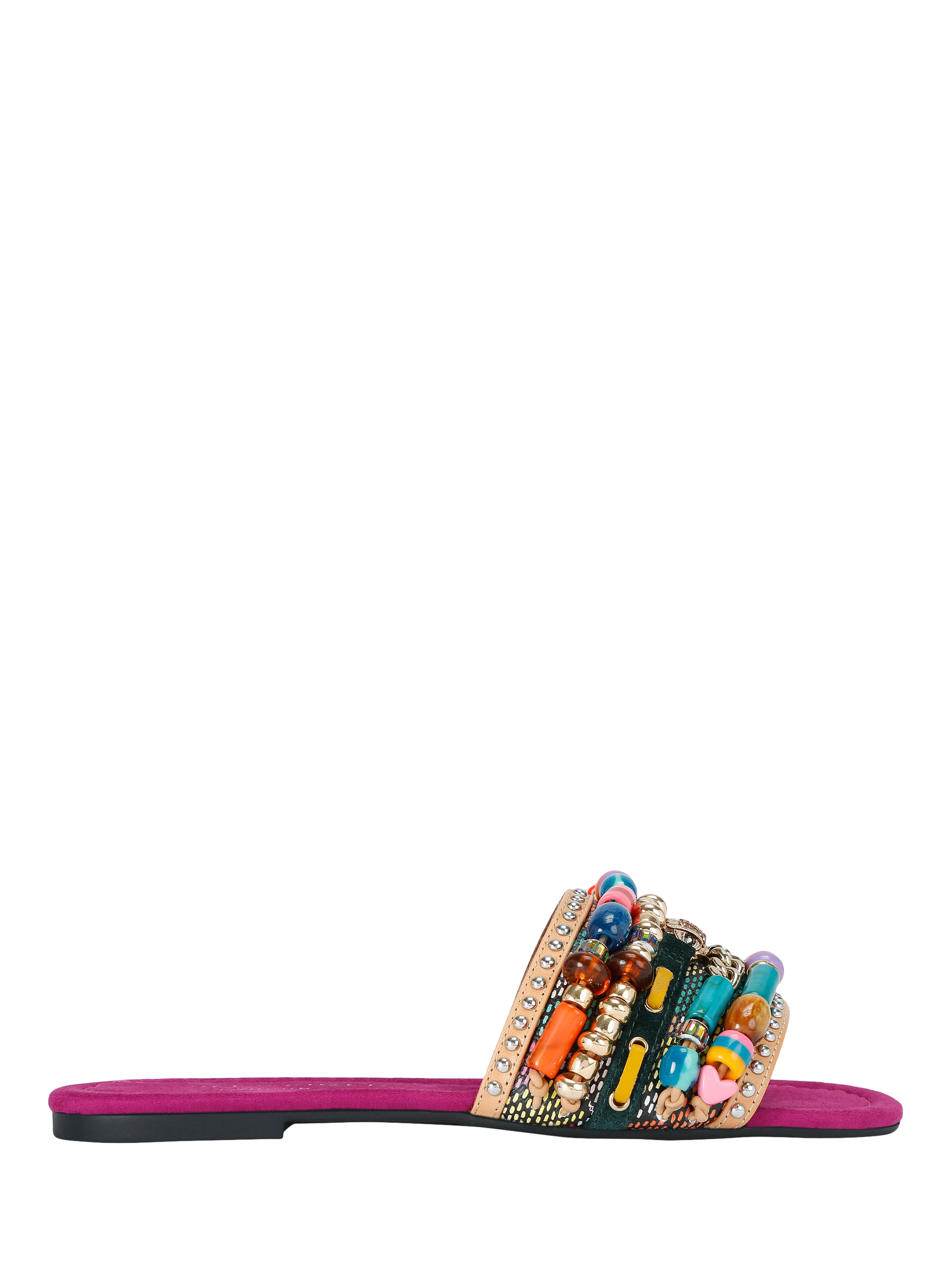 Product image 1 of 6, which shows Kurt Geiger London Southbank Beaded Sliders, Pink Fuchsia, 3