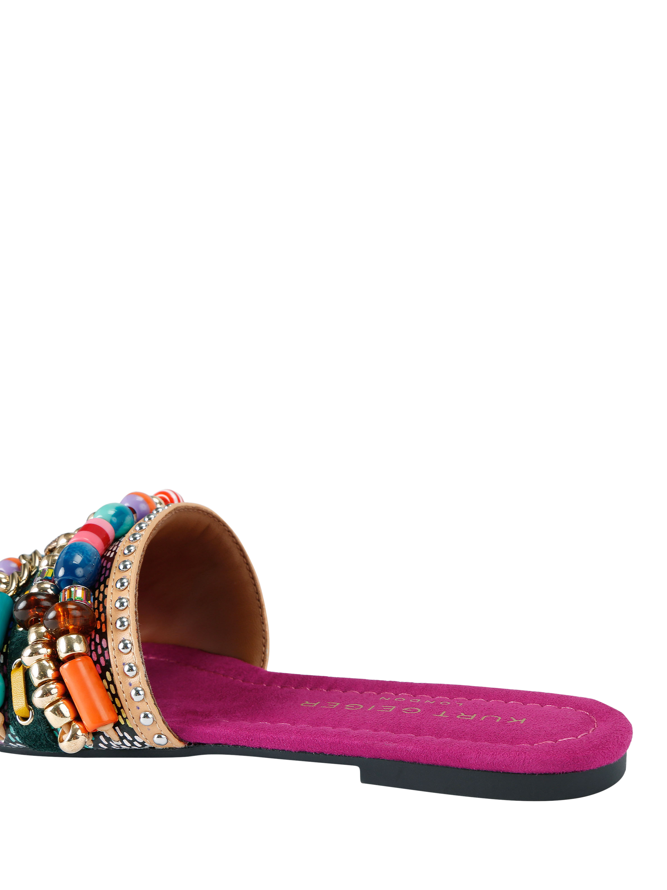 Product image 4 of 6, which shows Kurt Geiger London Southbank Beaded Sliders, Pink Fuchsia, 3