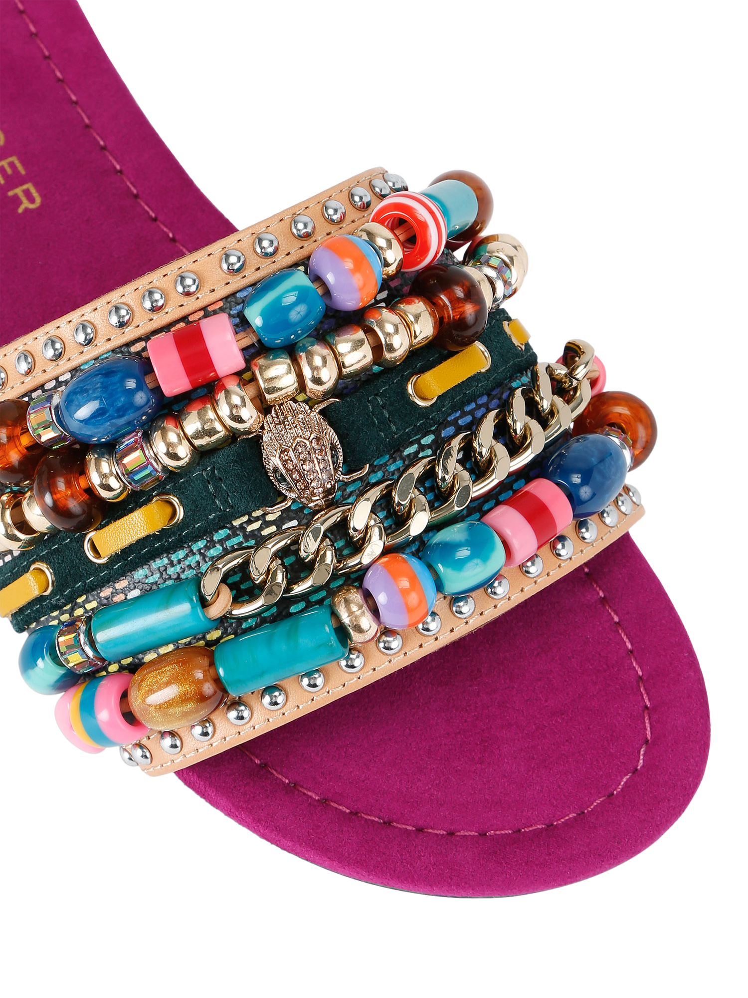 Product image 5 of 6, which shows Kurt Geiger London Southbank Beaded Sliders, Pink Fuchsia, 3