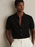 Reiss Thames Regular Fit Short Sleeve Polo Shirt, Black