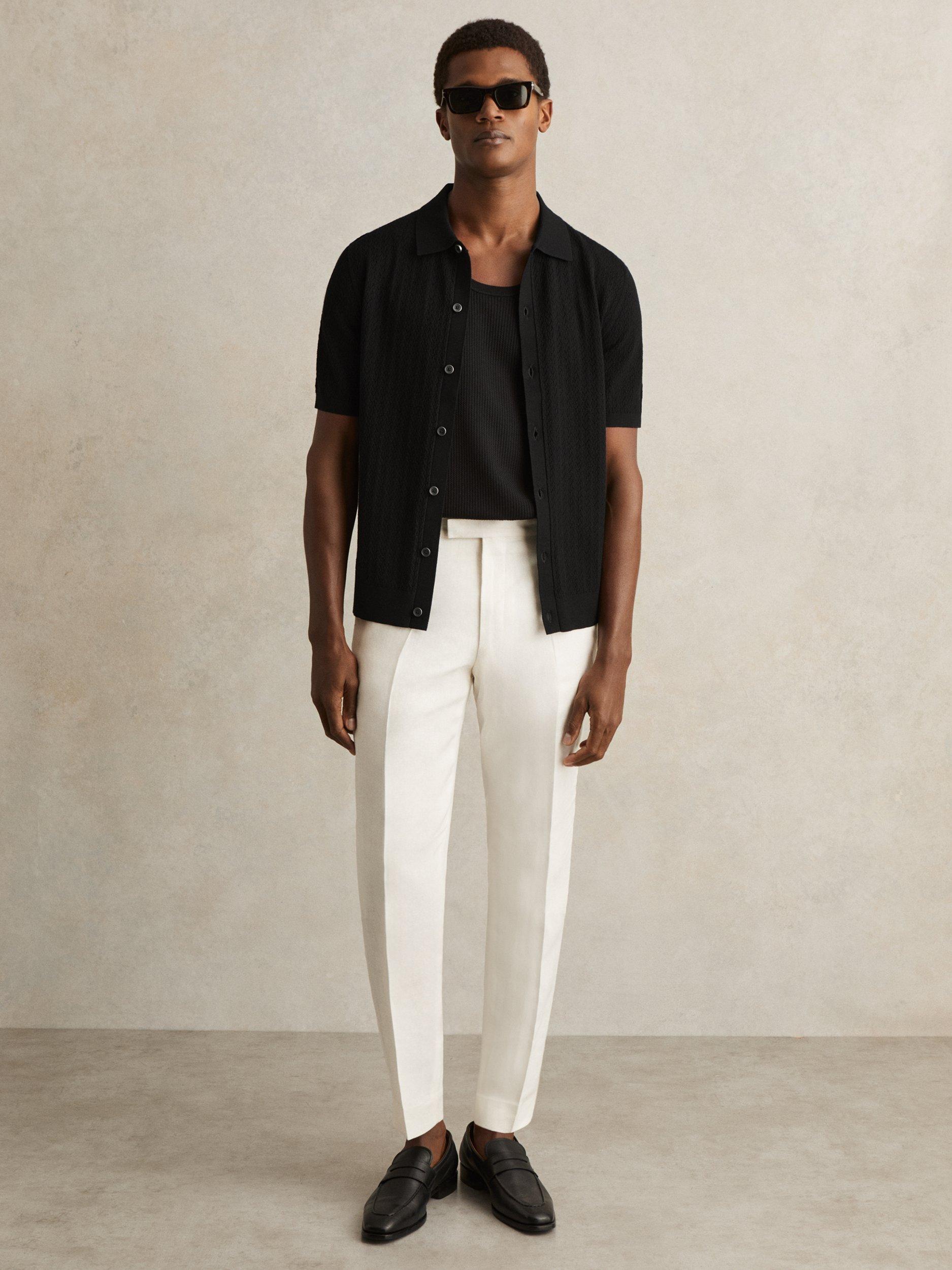 Product image 2 of 5, which shows Reiss Thames Regular Fit Short Sleeve Polo Shirt, Black, XS