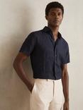 Reiss Holiday Linen Regular Fit Shirt, Navy