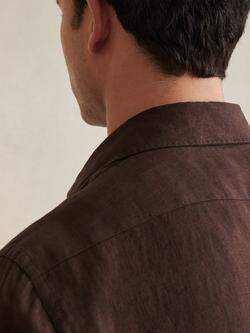 Reiss Ruban Linen Regular Fit Shirt, Dark Brown - view 2, Dark Brown