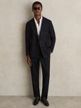 Reiss Garrel Straight Leg Pinstripe Trousers, Navy/Multi