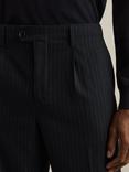 Reiss Garrel Straight Leg Pinstripe Trousers, Navy/Multi