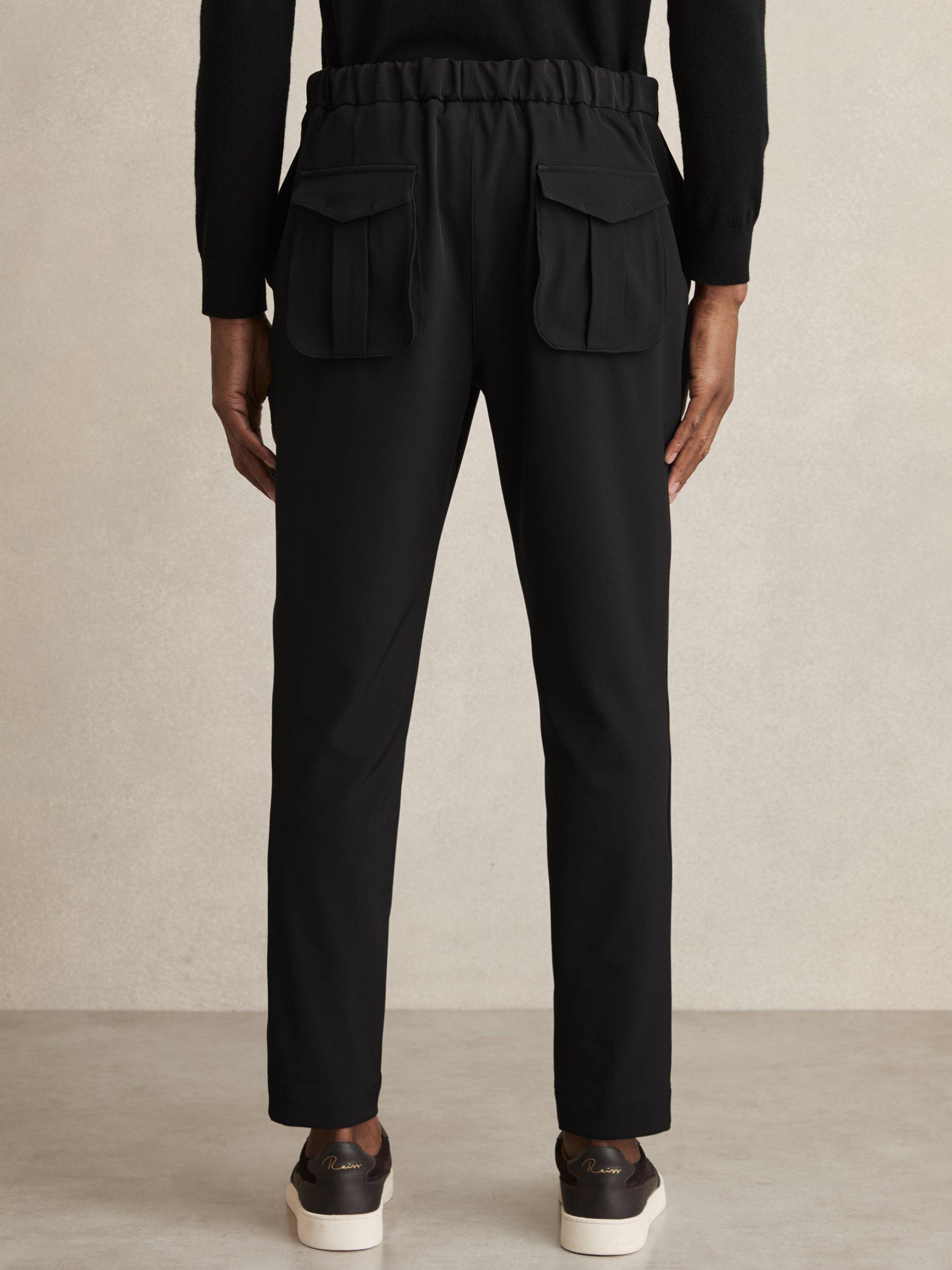 Product image 2 of 5, which shows Reiss Set Straight Fit Tailored Trousers, Black, 28R