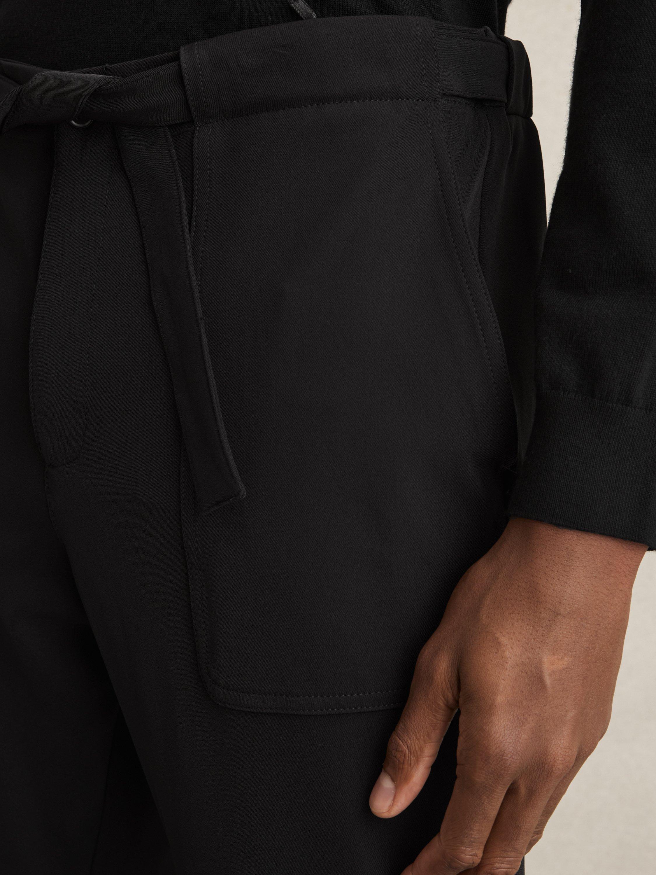 Product image 5 of 5, which shows Reiss Set Straight Fit Tailored Trousers, Black, 28R