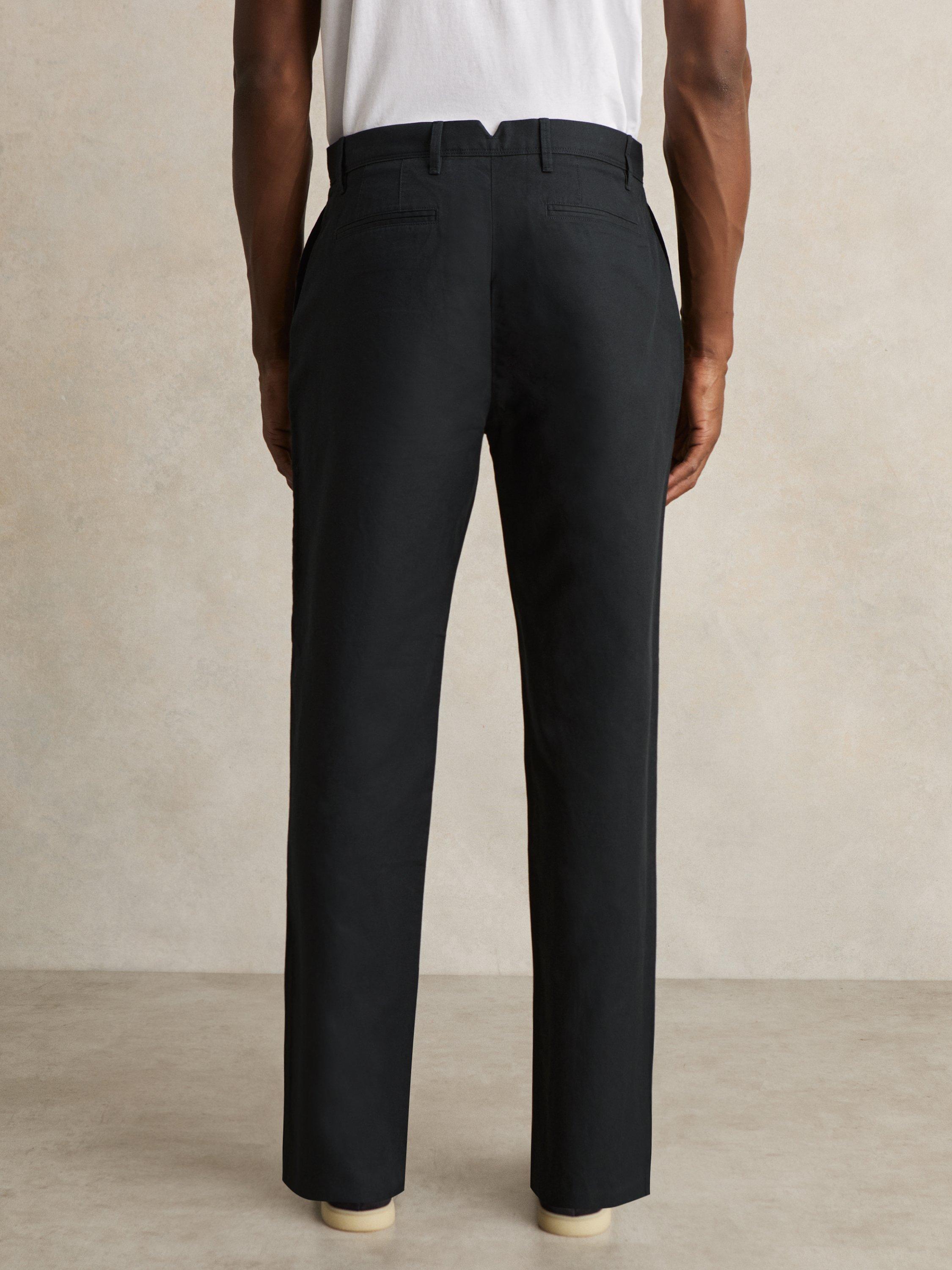 Product image 2 of 5, which shows Reiss Shade Cotton Linen Blend Trousers, Navy, 32R