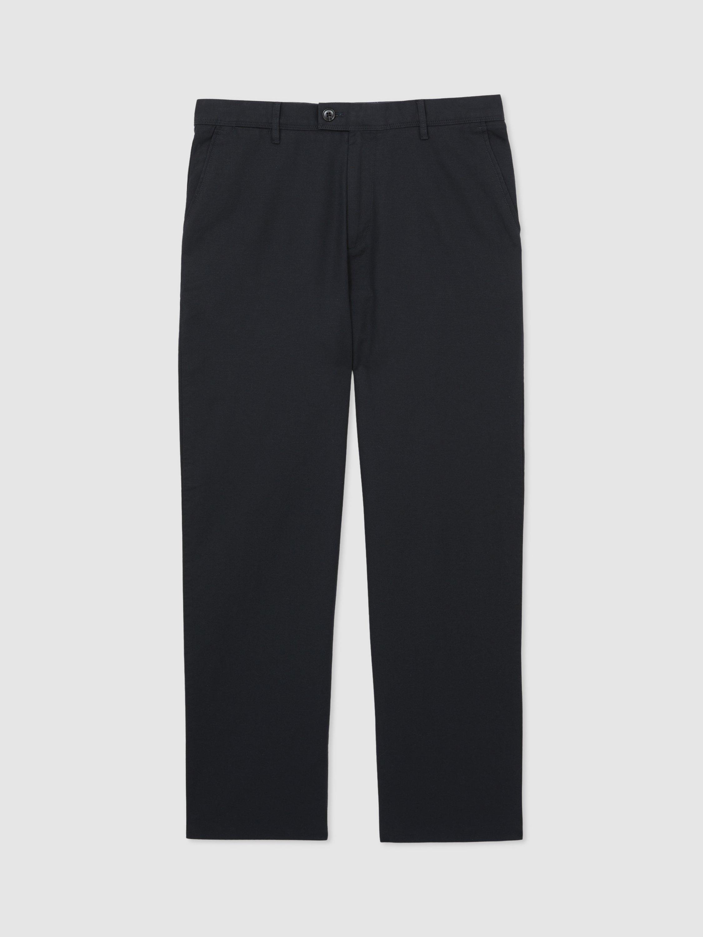 Product image 3 of 5, which shows Reiss Shade Cotton Linen Blend Trousers, Navy, 32R