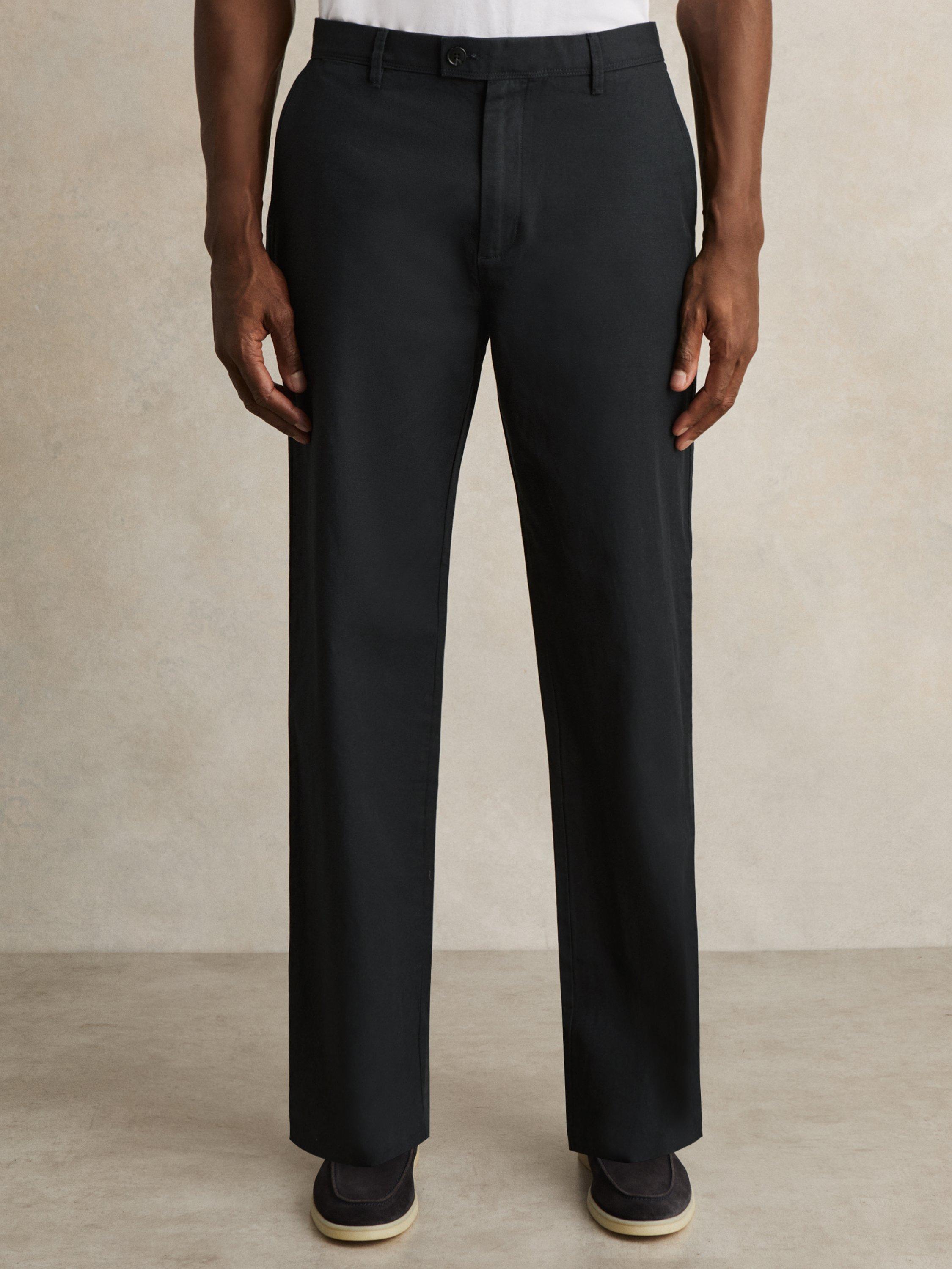Product image 4 of 5, which shows Reiss Shade Cotton Linen Blend Trousers, Navy, 32R
