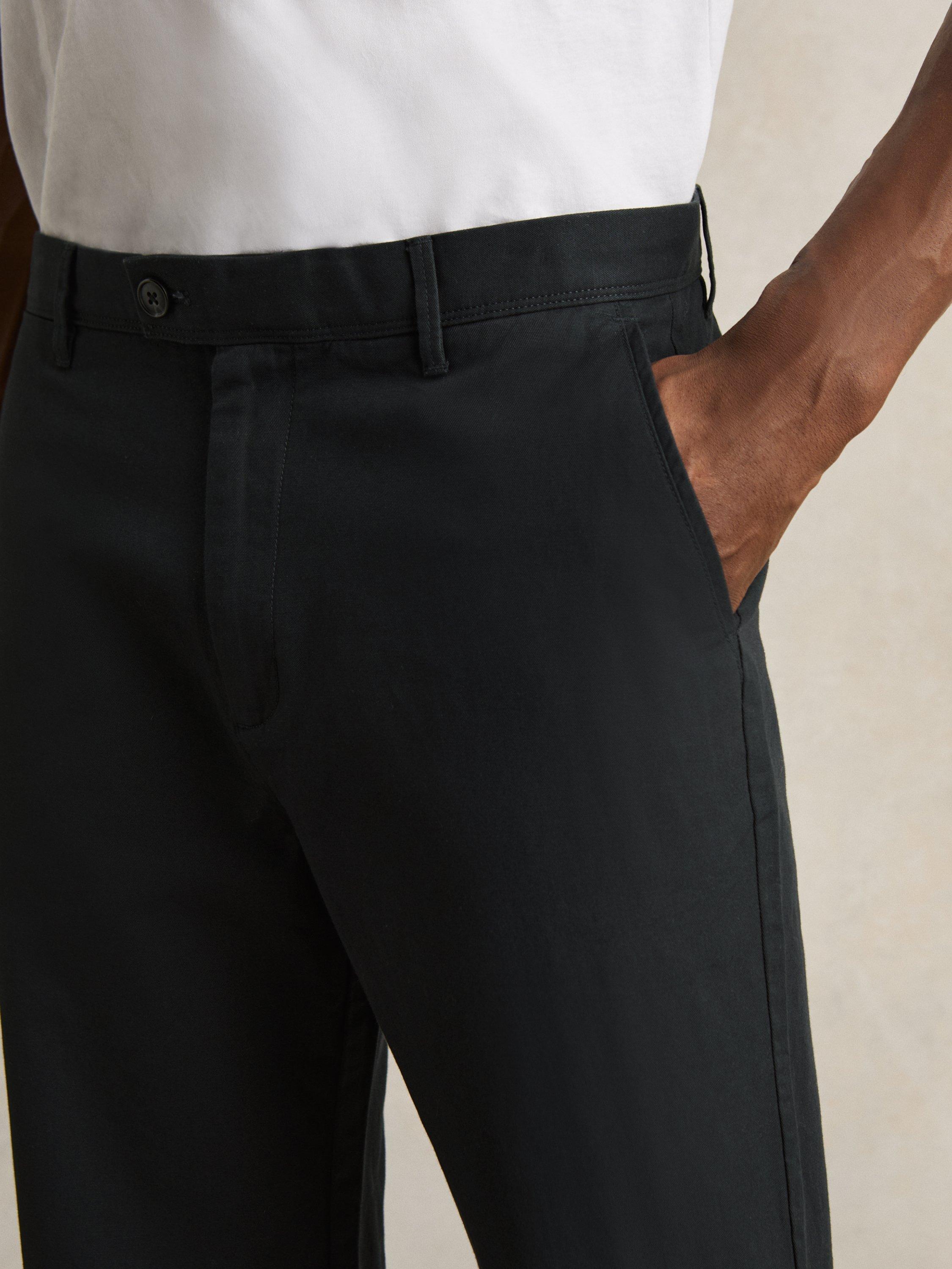 Product image 5 of 5, which shows Reiss Shade Cotton Linen Blend Trousers, Navy, 32R