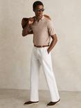 Reiss Shade Cotton Linen Blend Trousers, White