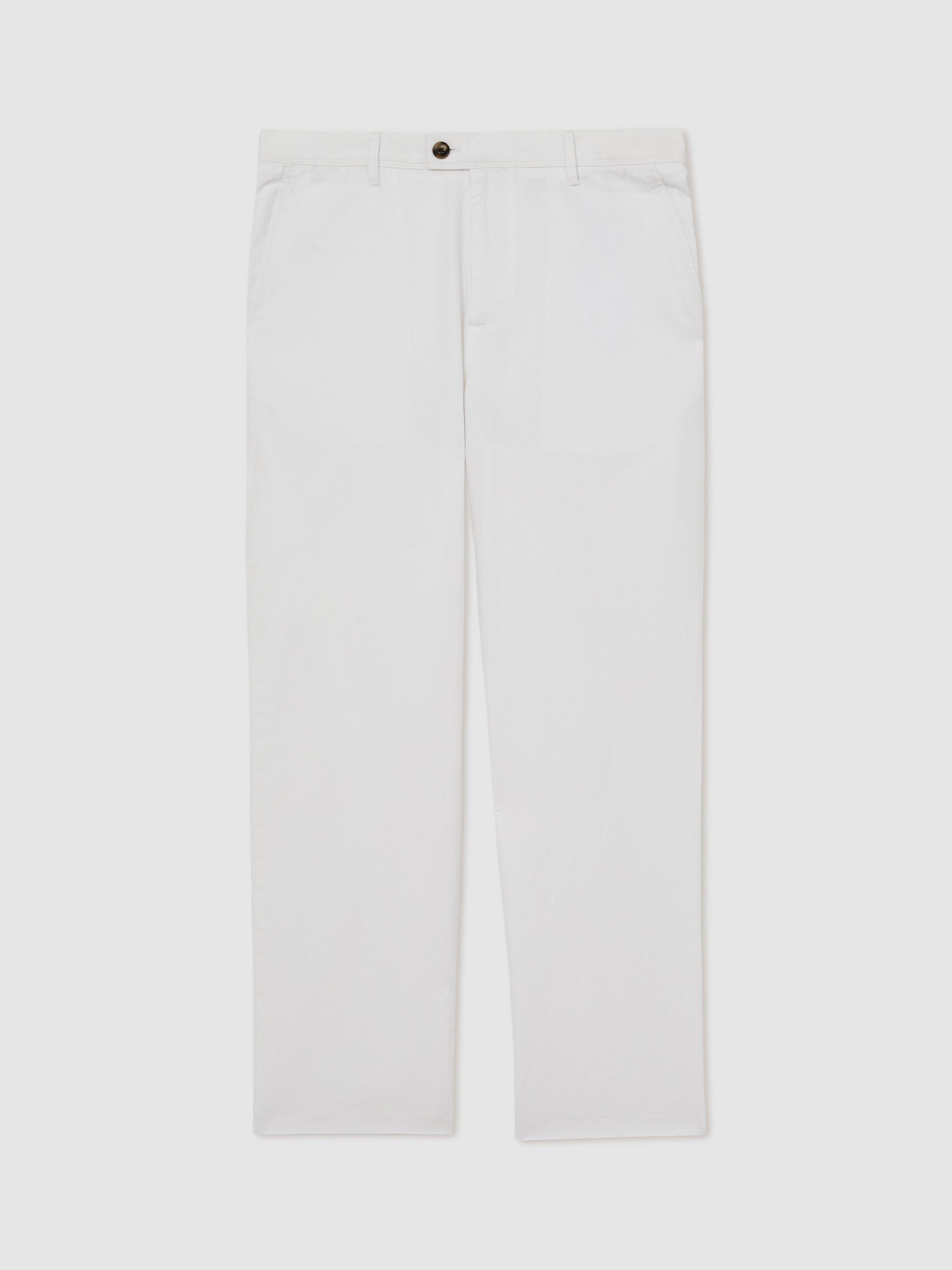 Product image 3 of 5, which shows Reiss Shade Cotton Linen Blend Trousers, White, 28R
