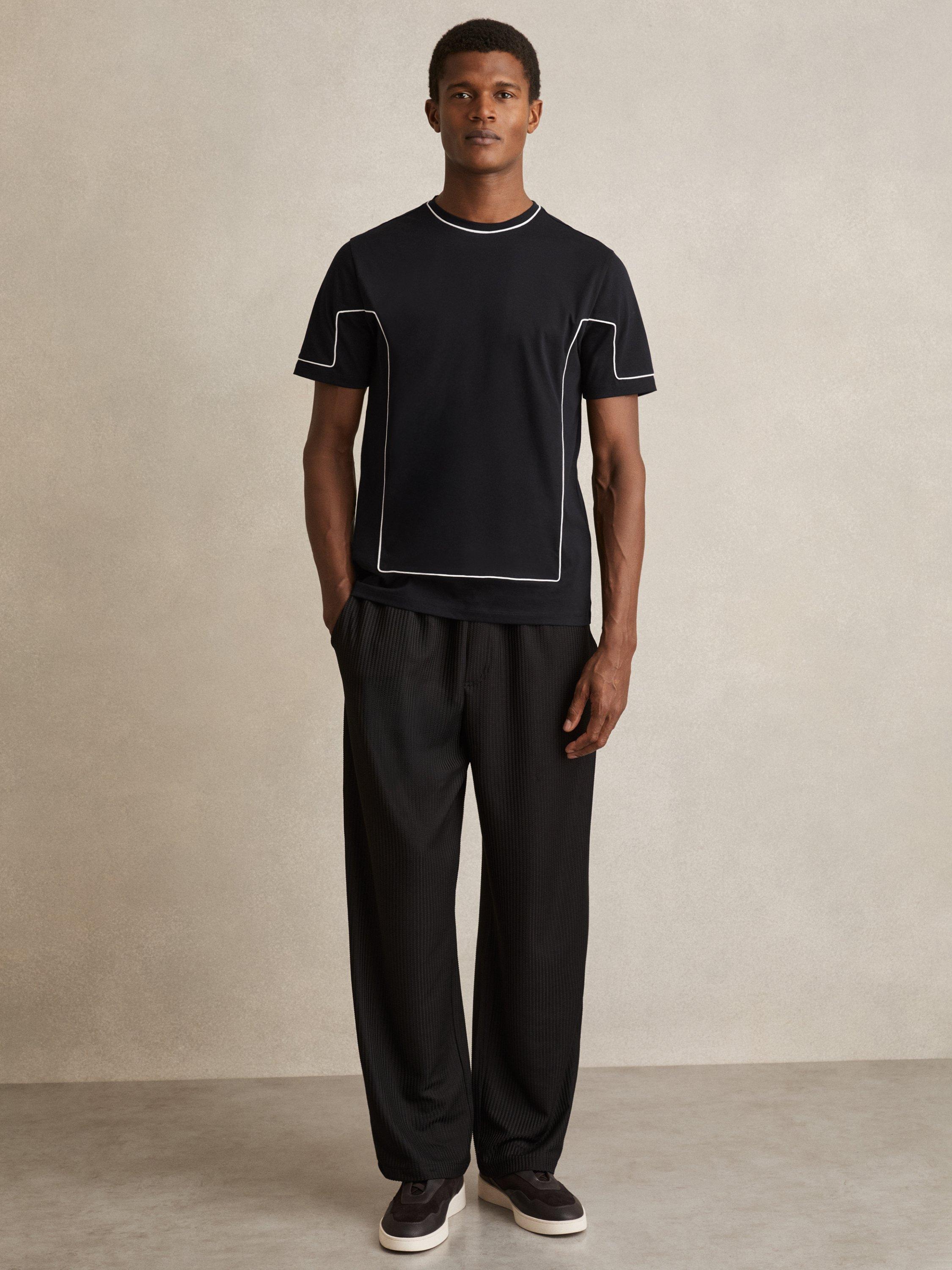 Product image 1 of 5, which shows Reiss Baer Contrast Trim Regular Fit T-Shirt, Navy, XS