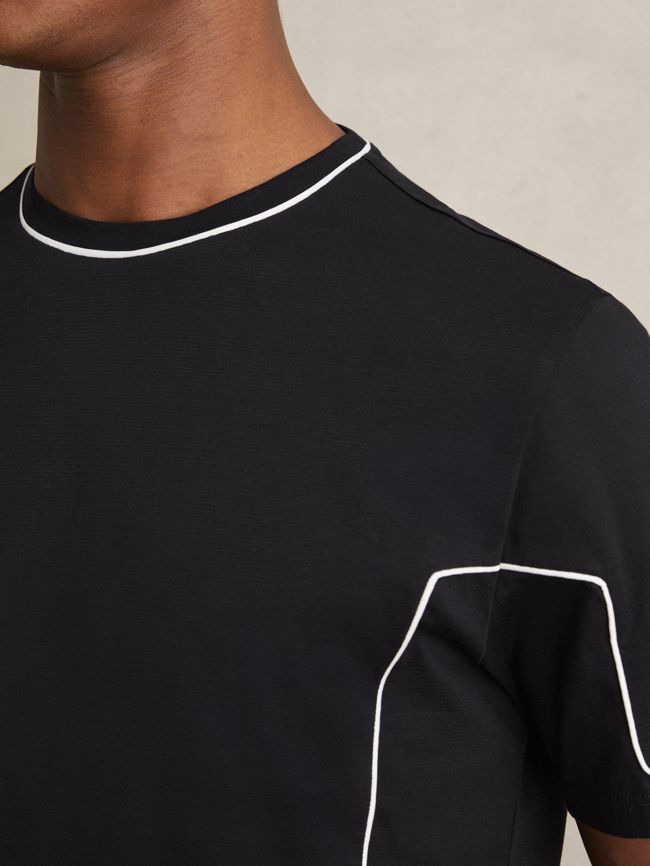 Product image 4 of 5, which shows Reiss Baer Contrast Trim Regular Fit T-Shirt, Navy, XS