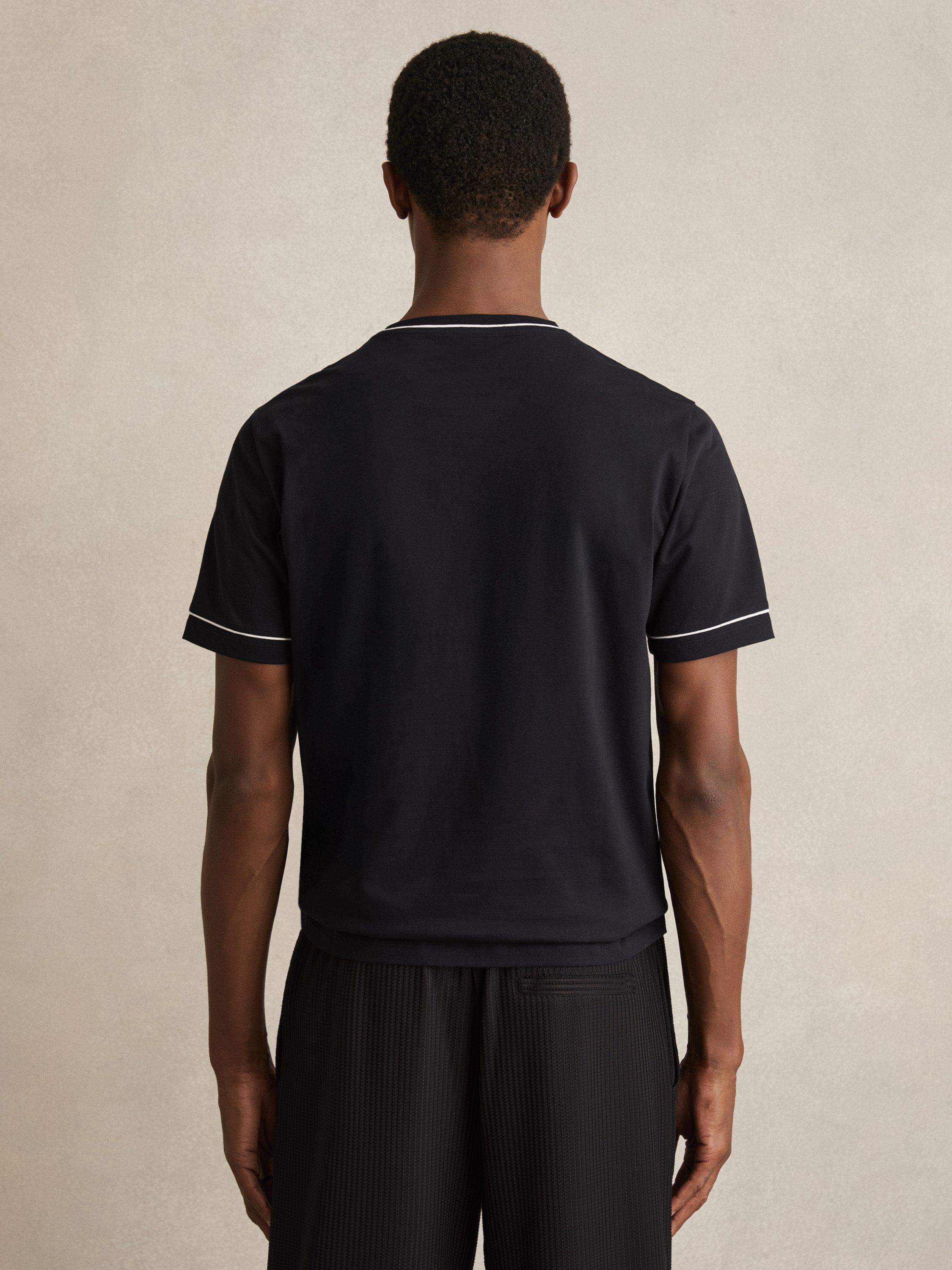 Product image 5 of 5, which shows Reiss Baer Contrast Trim Regular Fit T-Shirt, Navy, XS