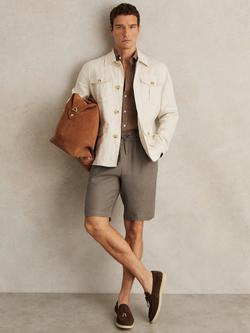 Reiss Barges Linen Shorts, Natural Stone