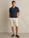 Reiss Barges Linen Drawstring Shorts, Stone
