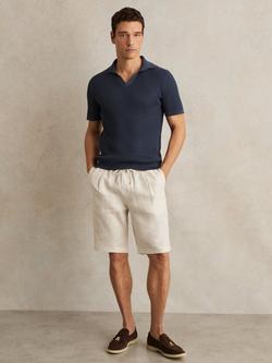 Reiss Barges Linen Drawstring Shorts, Stone, Stone