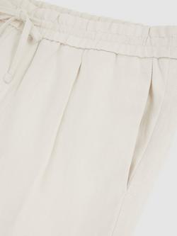 Reiss Barges Linen Drawstring Shorts, Stone - view 2, Stone