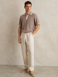 Reiss Barges Linen Drawstring Trousers, Stone