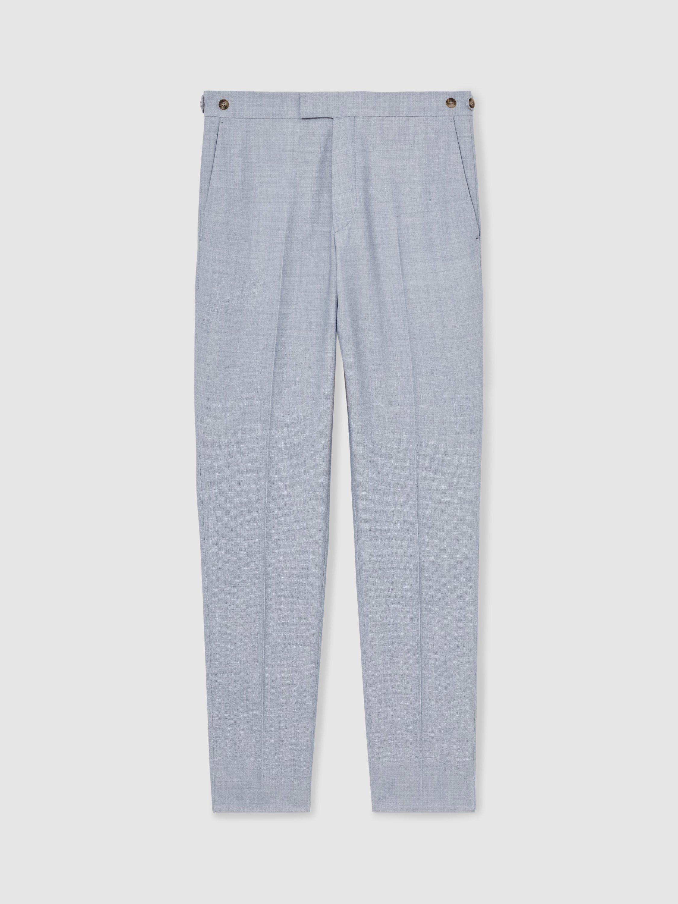 Product image 3 of 5, which shows Reiss Belmont Slim Fit Side Adjuster Trousers, Light Blue, 30R