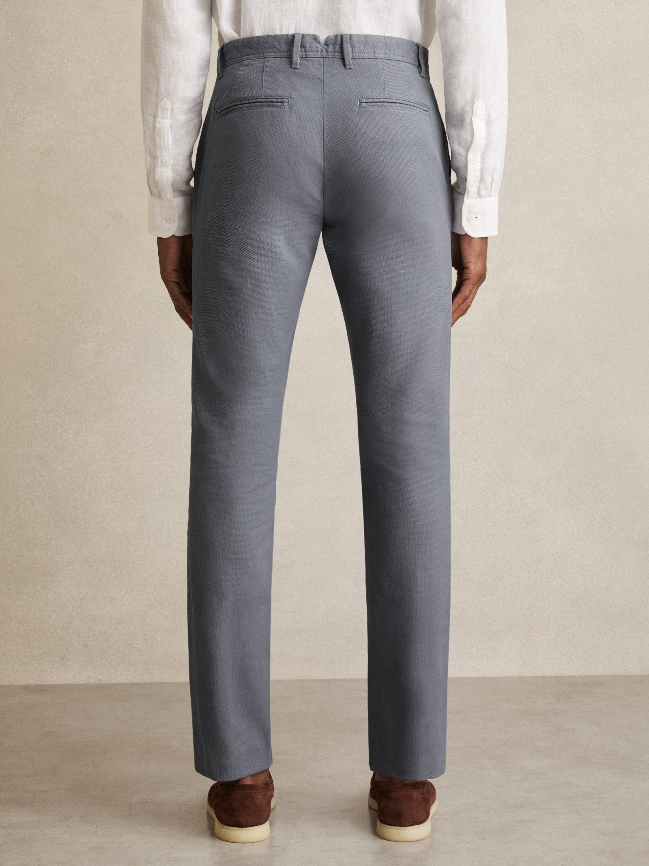 Product image 2 of 5, which shows Reiss Dobby Chinos, Light Blue, 28