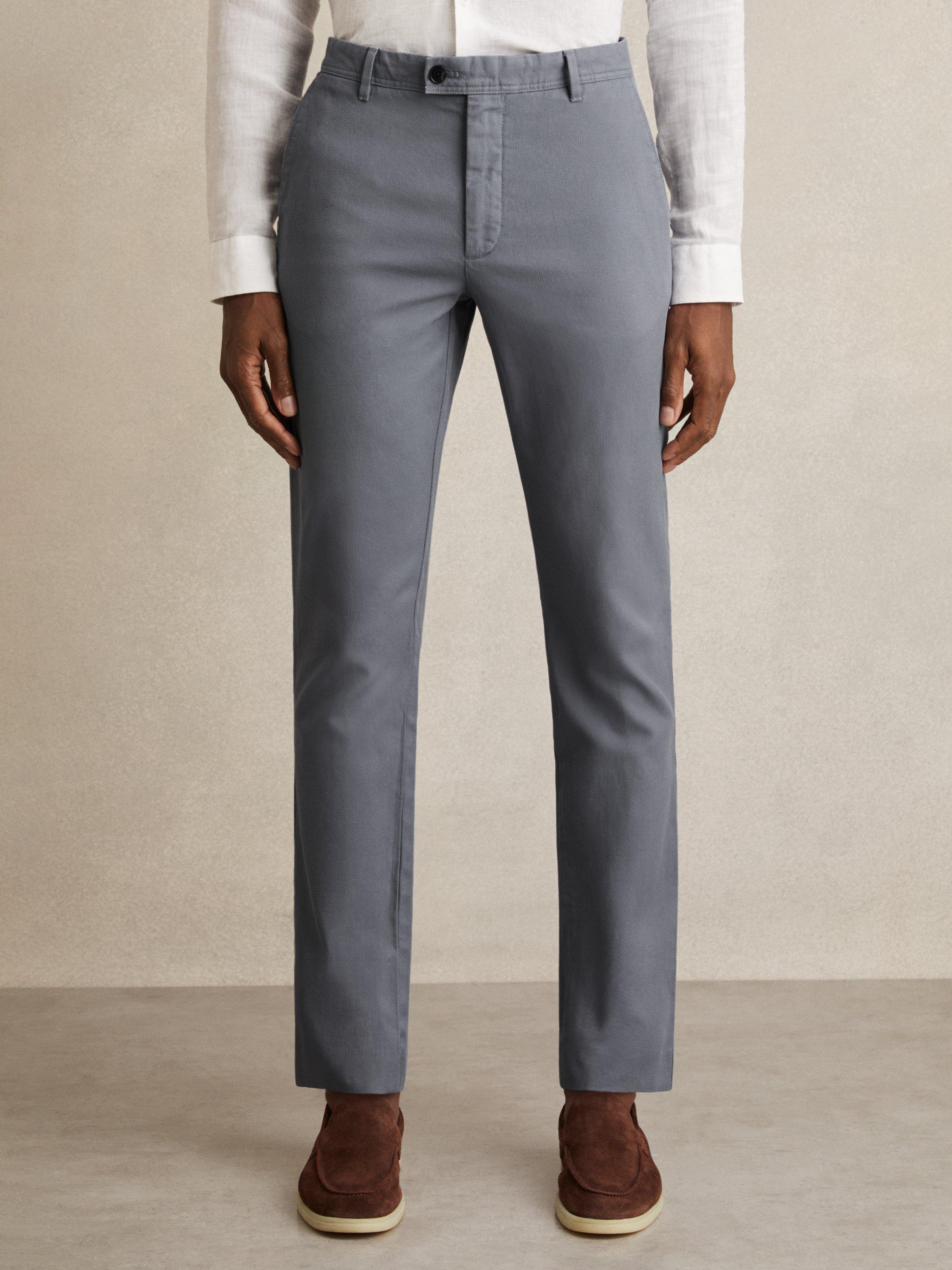 Product image 4 of 5, which shows Reiss Dobby Chinos, Light Blue, 28