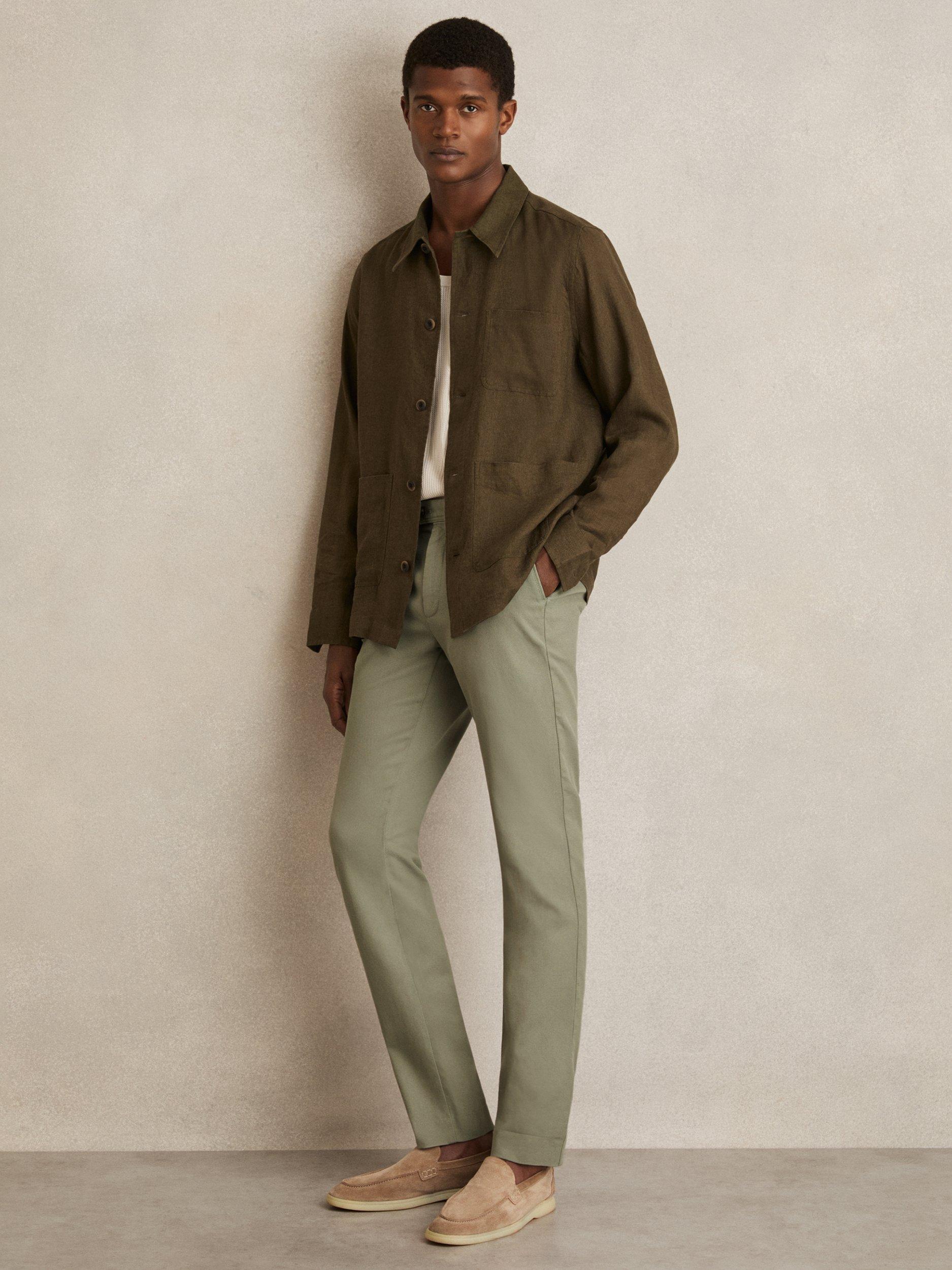 Product image 1 of 5, which shows Reiss Dobby Chinos, Khaki, 28