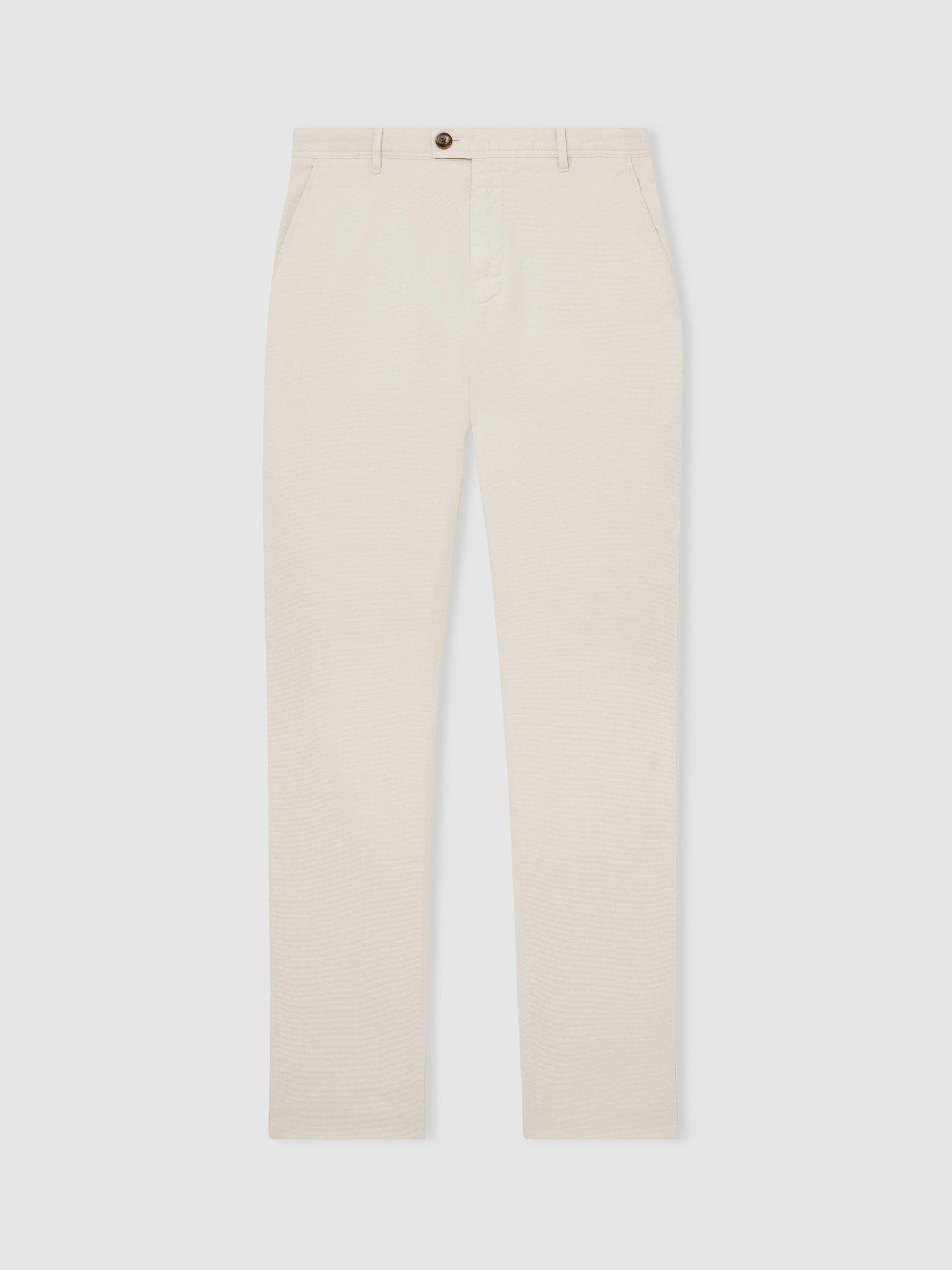 Product image 3 of 5, which shows Reiss Dobby Chinos, Off White, 28