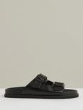 Reiss Philip Leather Double Strap Sandals, Black