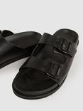 Reiss Philip Leather Double Strap Sandals, Black