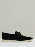 Reiss Price Suede Tassel Loafers, Black