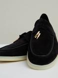 Reiss Price Suede Tassel Loafers, Black