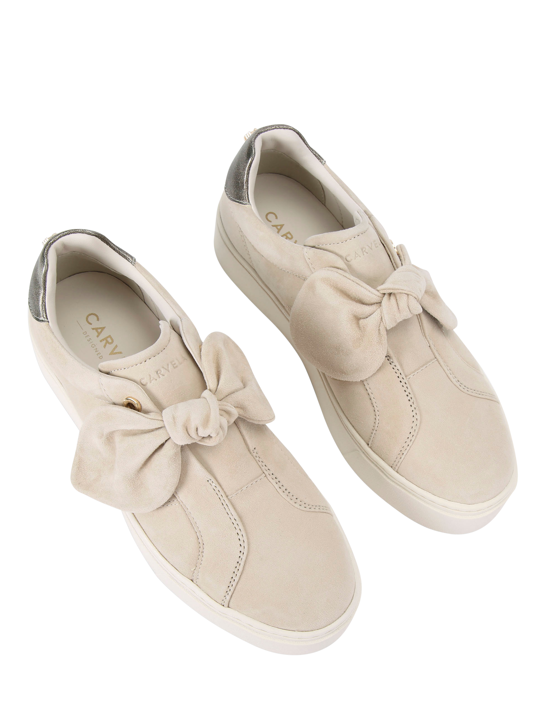 Product image 3 of 4, which shows Carvela Chiara Bow Suede Slip-On Sneakers, Beige, 3