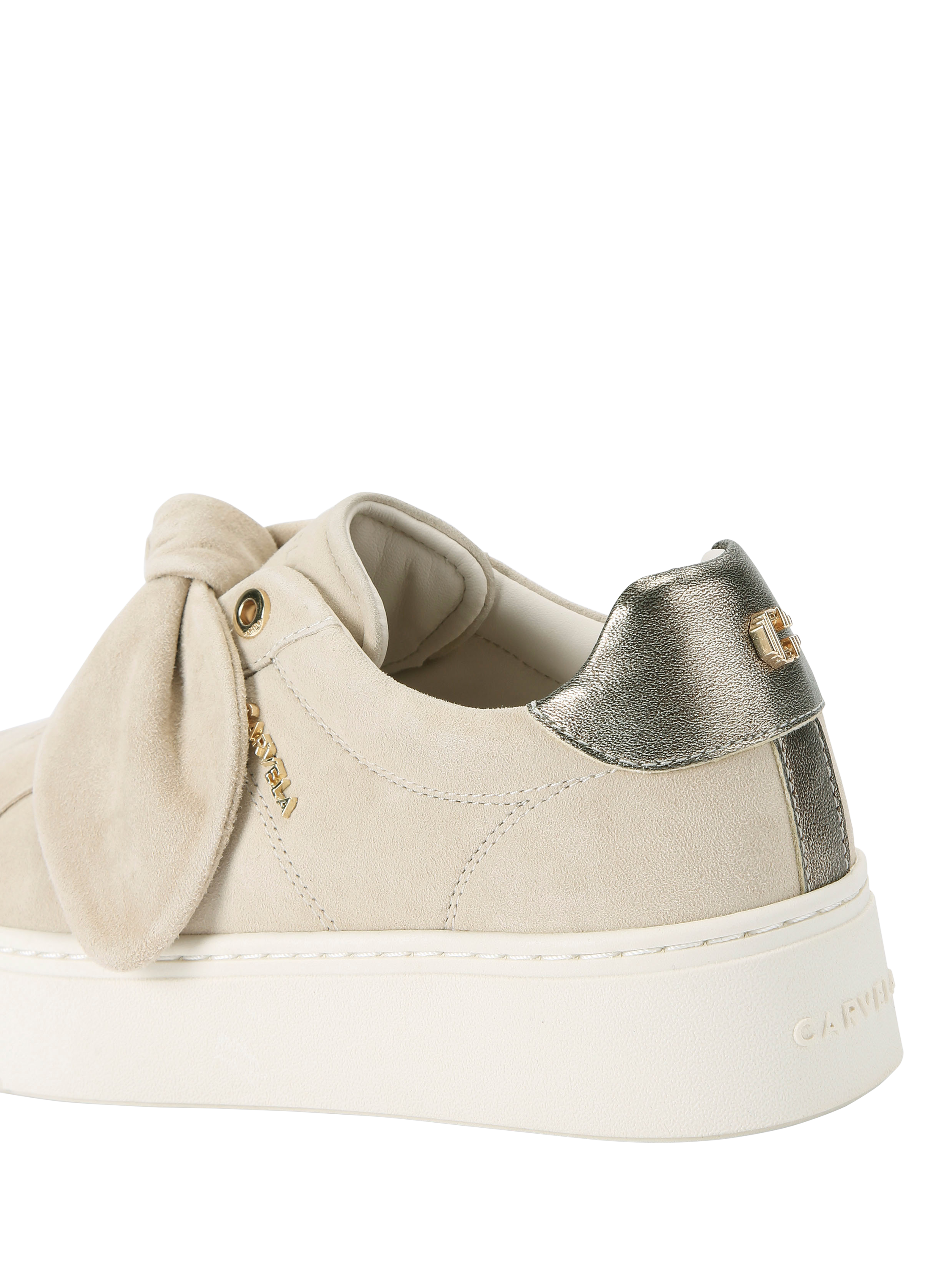 Product image 4 of 4, which shows Carvela Chiara Bow Suede Slip-On Sneakers, Beige, 3