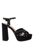 Carvela Cinzia Suede Studded Open Toe Platform Sandals, Black
