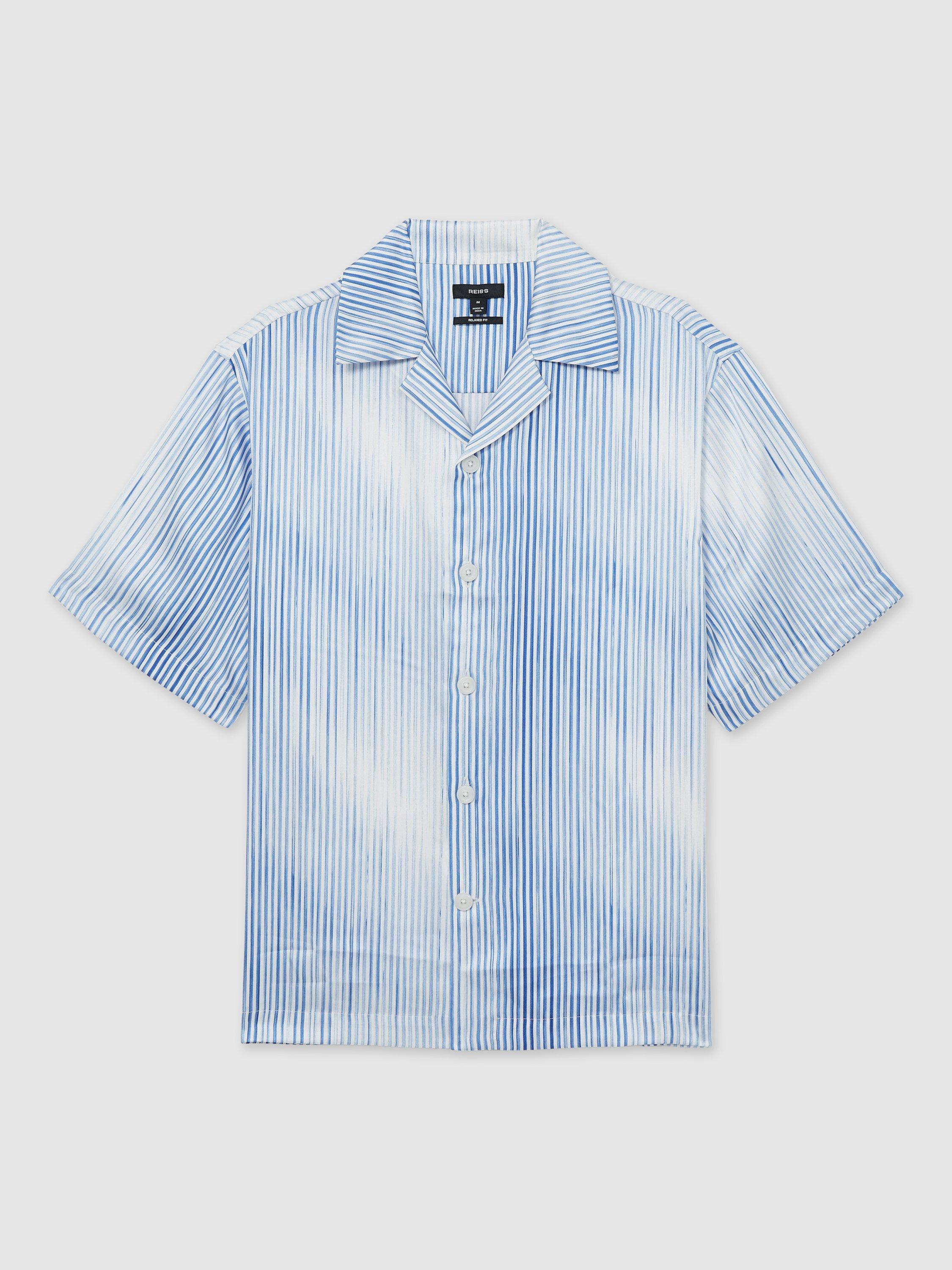 Product image 2 of 4, which shows Reiss Mendosa Regular Fit Stripe Shirt, Blue/Multi, S