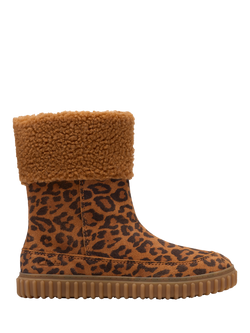 Clarks Kids' Cove Snuggle K Suede Boots, Leopard Print, Leopard Print