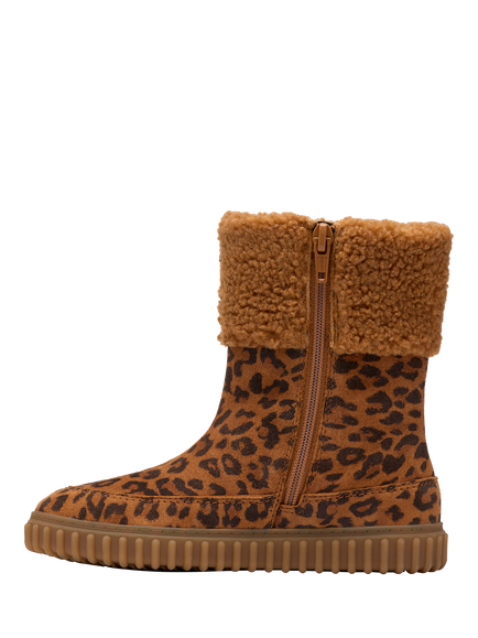 Clarks Kids' Cove Snuggle K Suede Boots, Leopard Print - view 2, Leopard Print