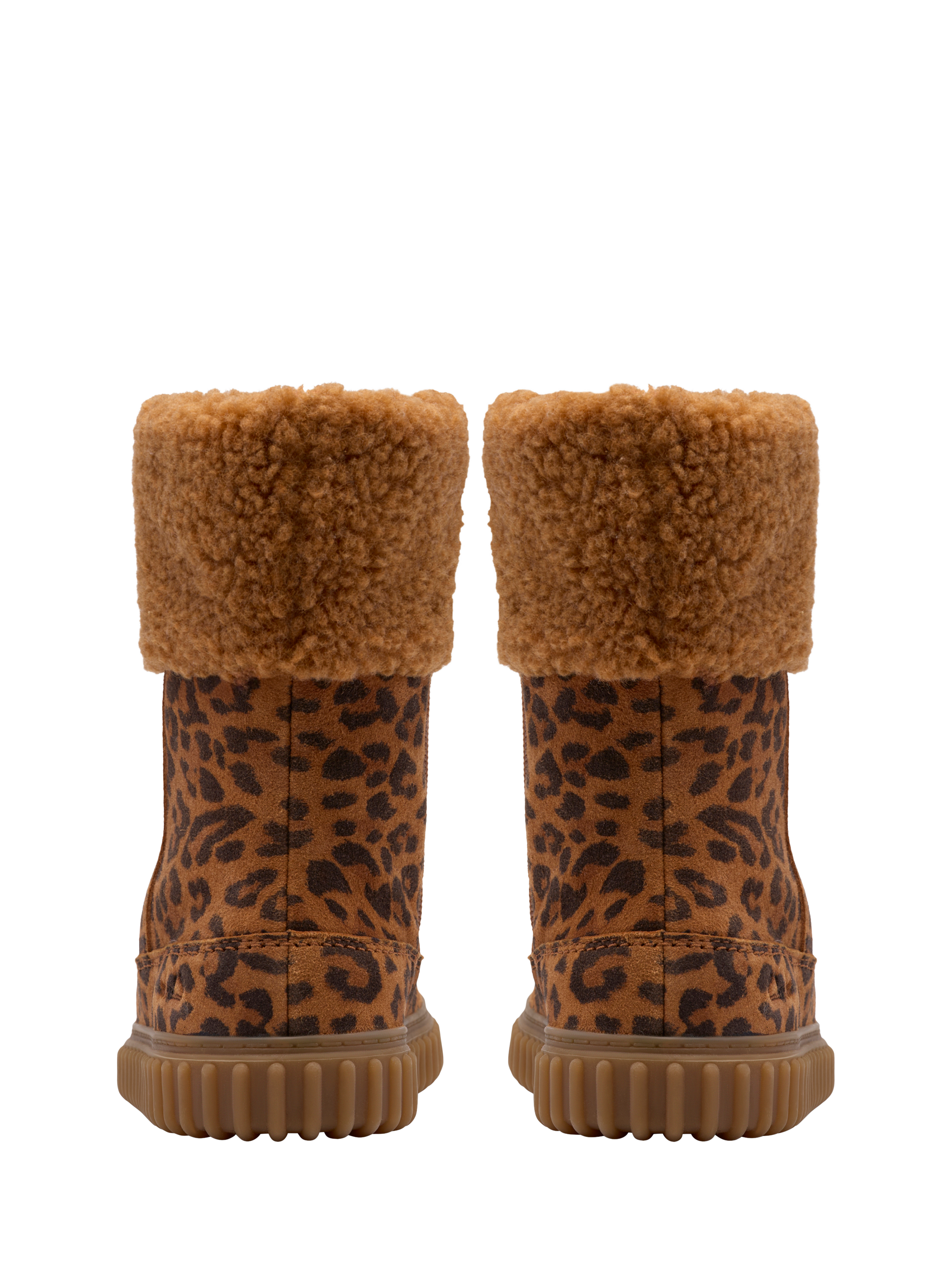 Product image 5 of 6, which shows Clarks Kids' Cove Snuggle K Suede Boots, Leopard Print, 7 F Jnr