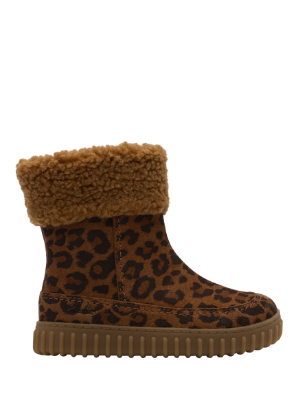 Clarks Kids' Cove Snuggle T Suede Boots, Leopard Print, Leopard Print