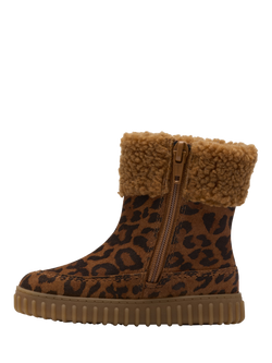 Clarks Kids' Cove Snuggle T Suede Boots, Leopard Print - view 2, Leopard Print