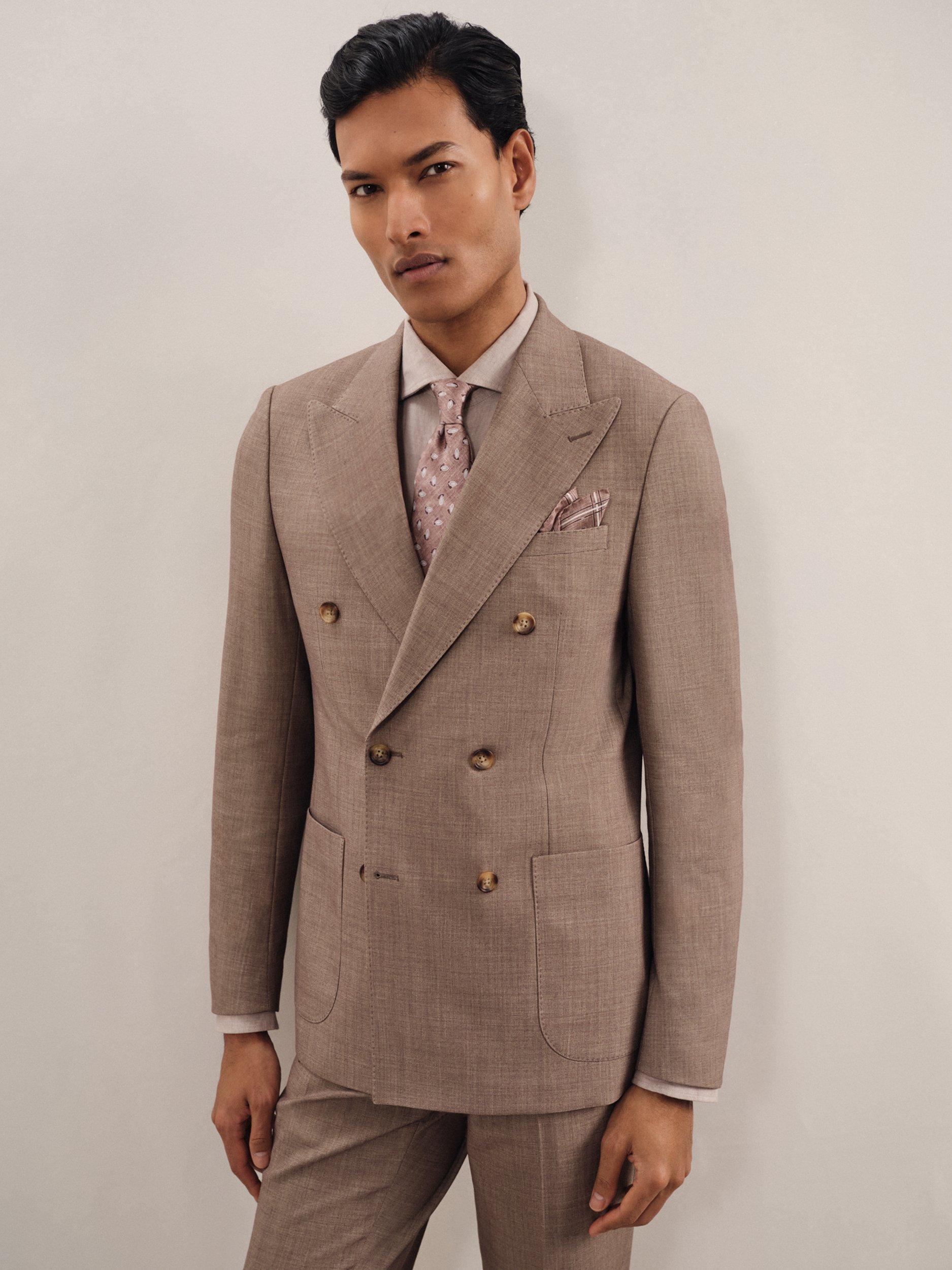 Product image 1 of 5, which shows Reiss Belmont Wool Blend Suit Jacket, Brown, 42