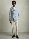 Reiss Belmont Double breasted Slim Fit Suit Jacket, Light Blue