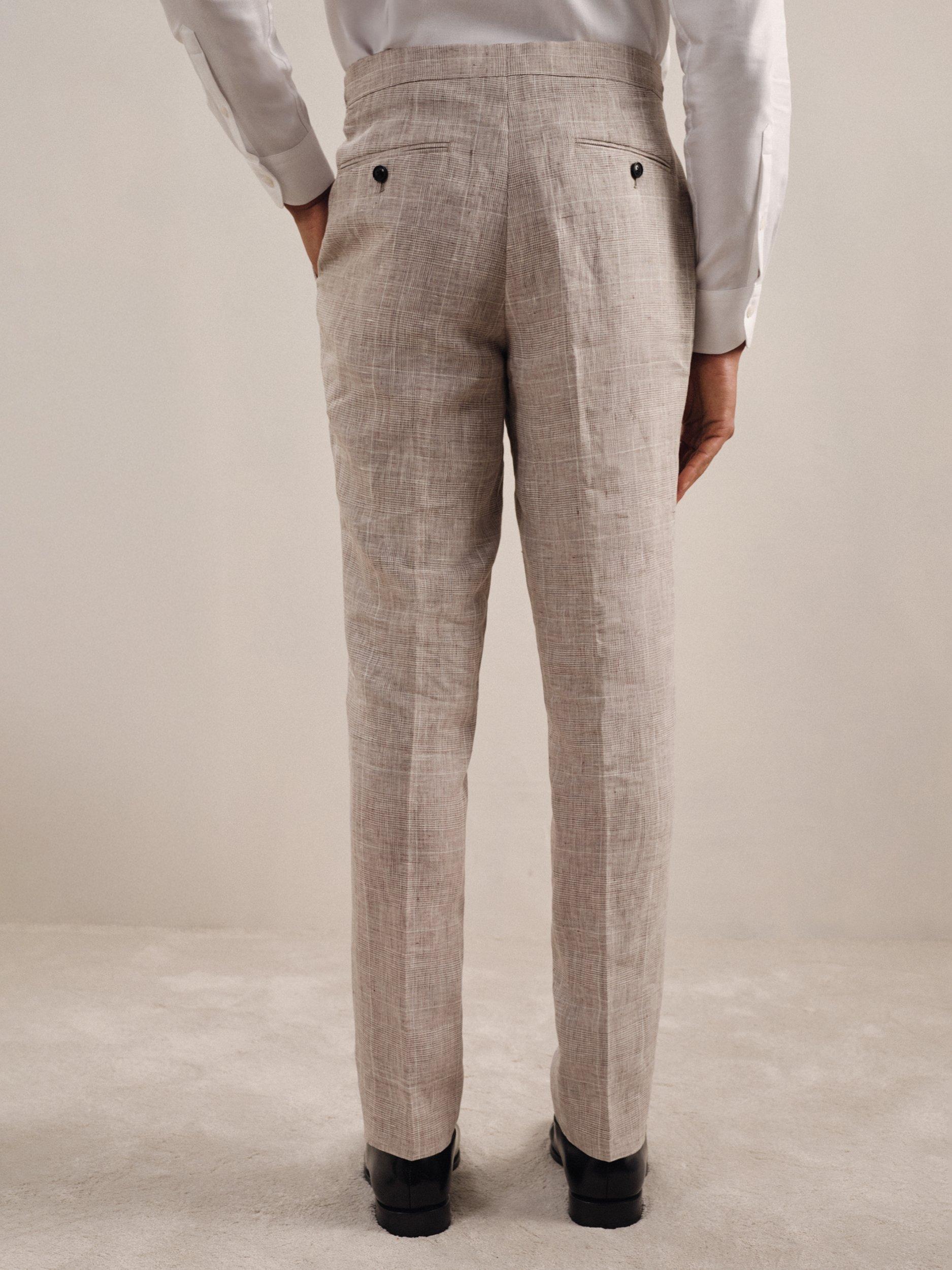 Product image 2 of 5, which shows Reiss Ashton Linen Suit Trousers, Oatmeal, 30