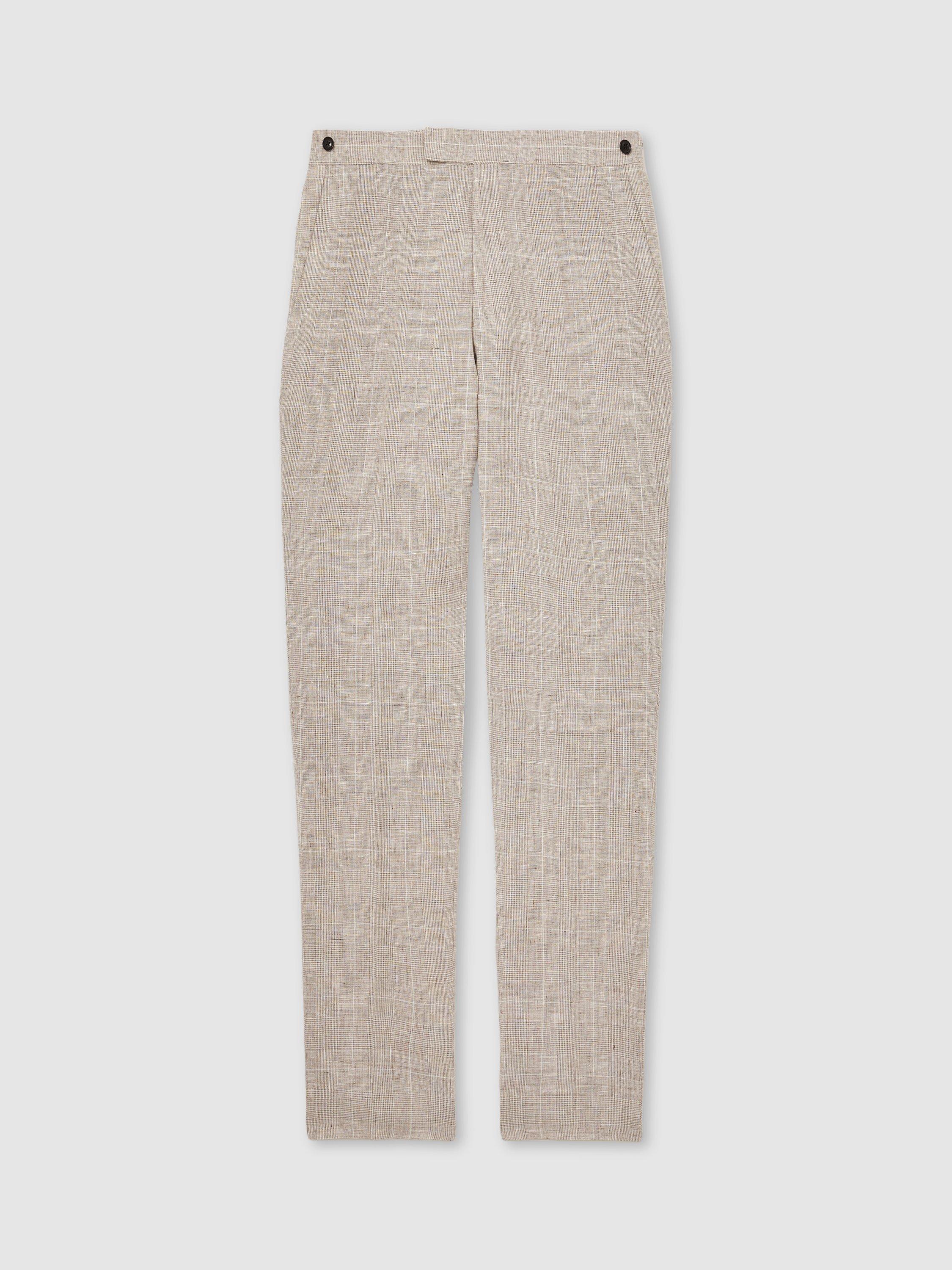 Product image 3 of 5, which shows Reiss Ashton Linen Suit Trousers, Oatmeal, 30