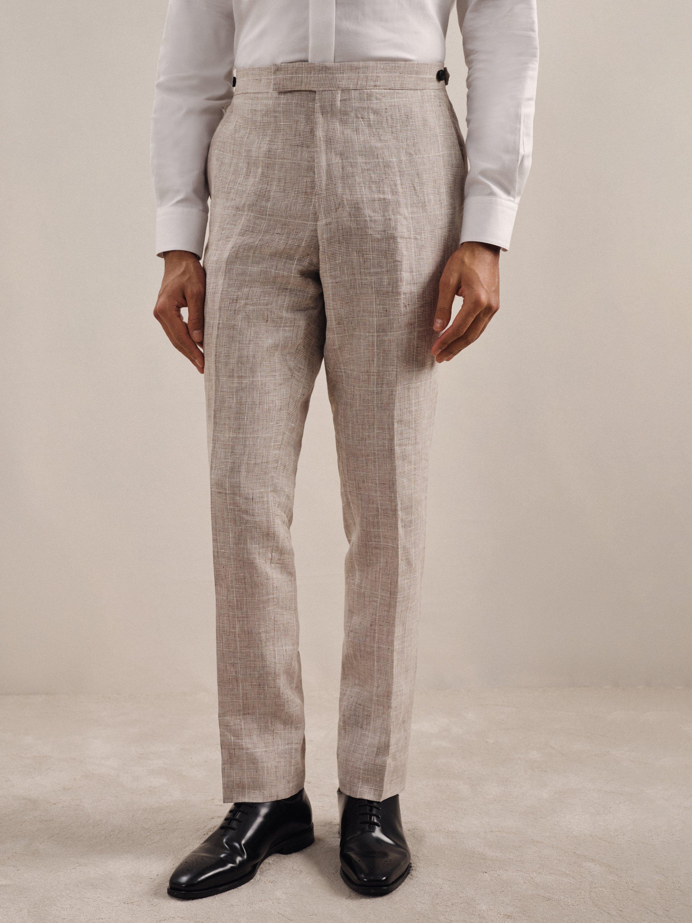 Product image 4 of 5, which shows Reiss Ashton Linen Suit Trousers, Oatmeal, 30