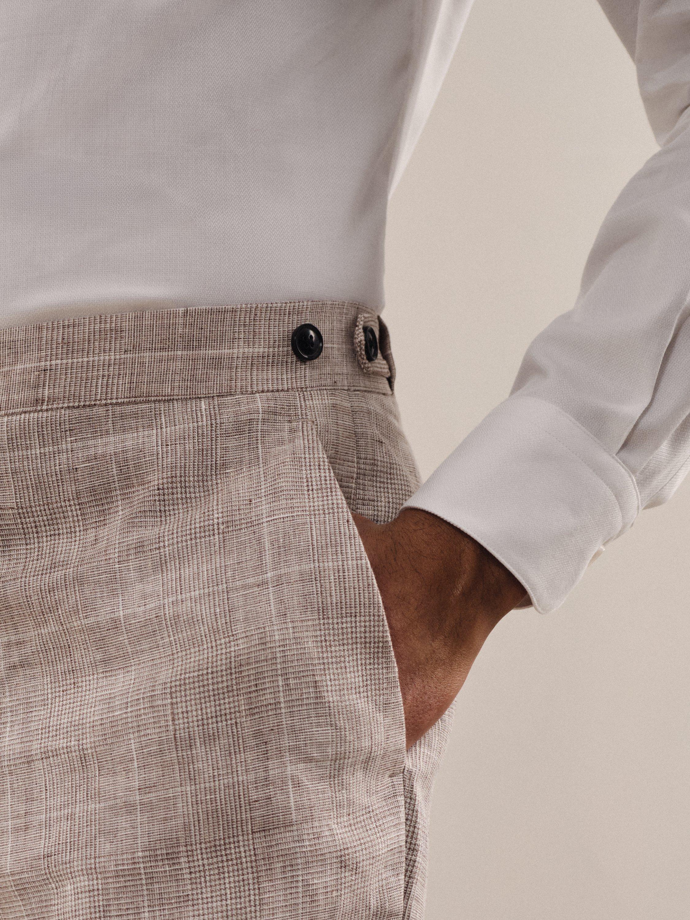 Product image 5 of 5, which shows Reiss Ashton Linen Suit Trousers, Oatmeal, 30