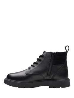 Clarks Kids' Lorcam Trail Leather Lace Up Boots - view 2, Black Leather